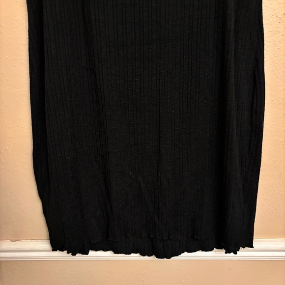Black Ribbed Button-Front Dress - Picture 9 of 10